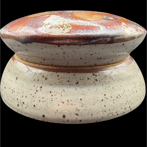 Studio Art Pottery Signed Bunny McBride Stoneware 2 Pc Jar Glazed Speckles RARE - Picture 2 of 16